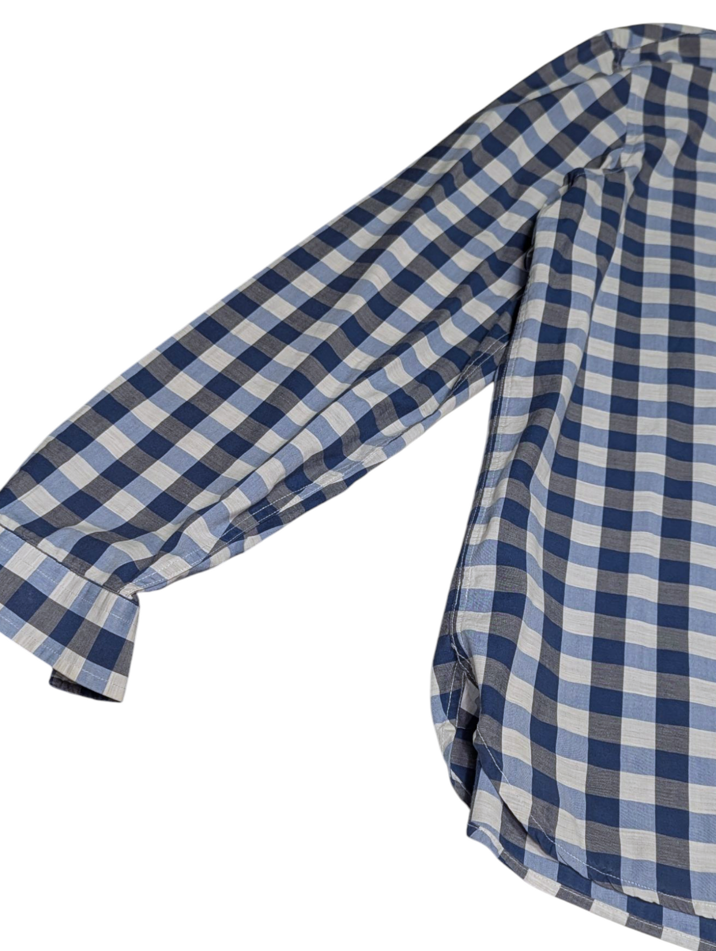 Preloved - FredPerry - Blue & White Gingham Shirt - Long Sleeve - Large