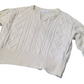 Beauty & Youth Cream Split Crew Neck Cable Knit Jumper Medium