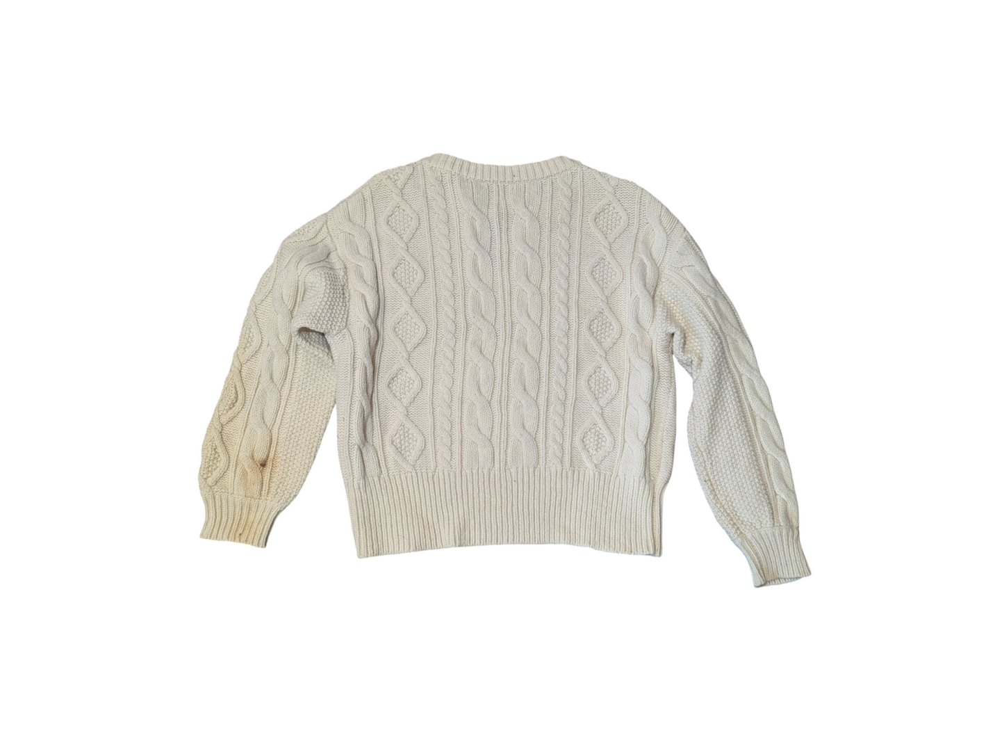 Beauty & Youth Cream Split Crew Neck Cable Knit Jumper Medium