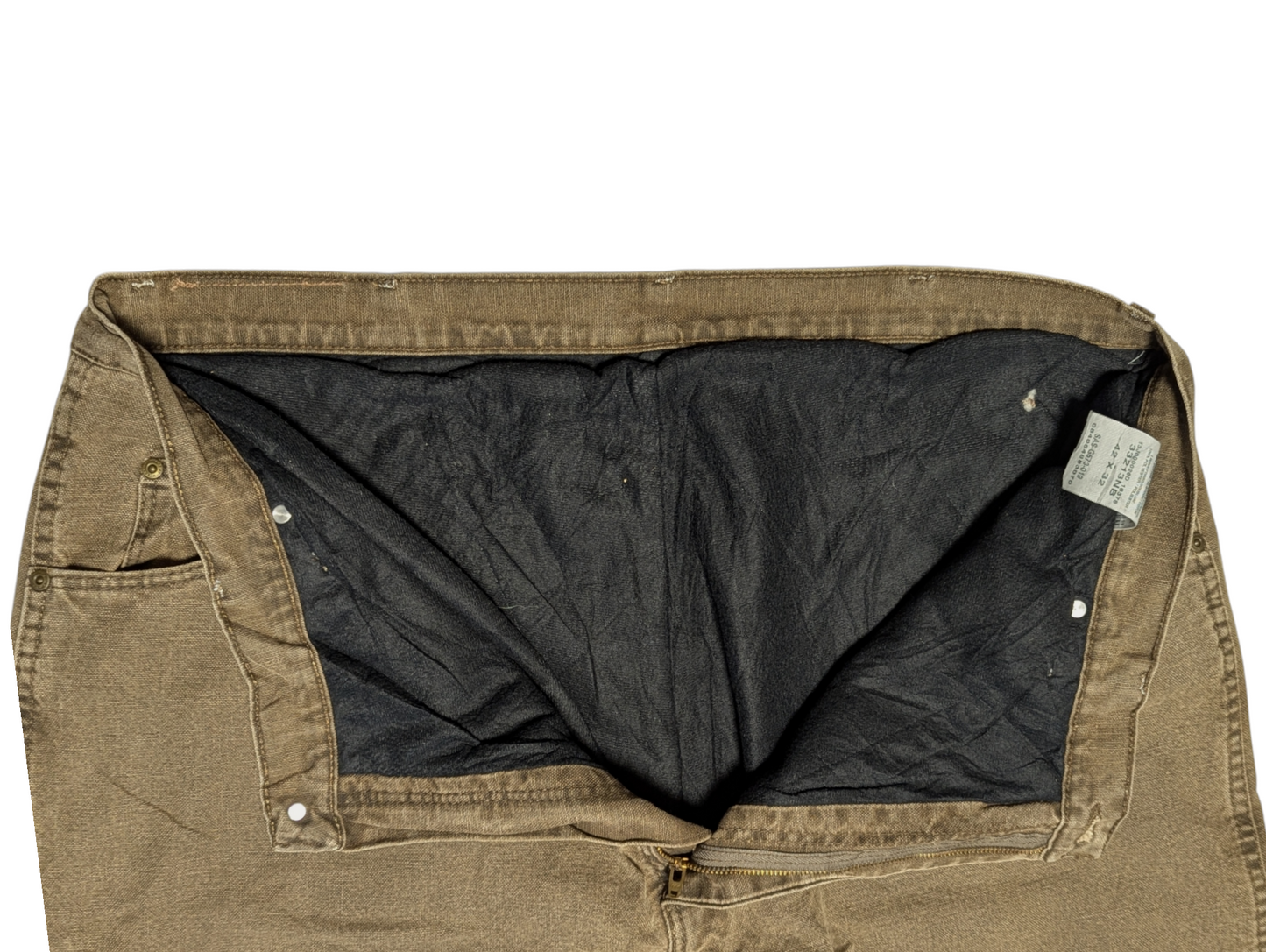 Wrangler Tan Fleece Lined Workwear Baggy Straight Leg Tan Fleece Lined Jeans 42"