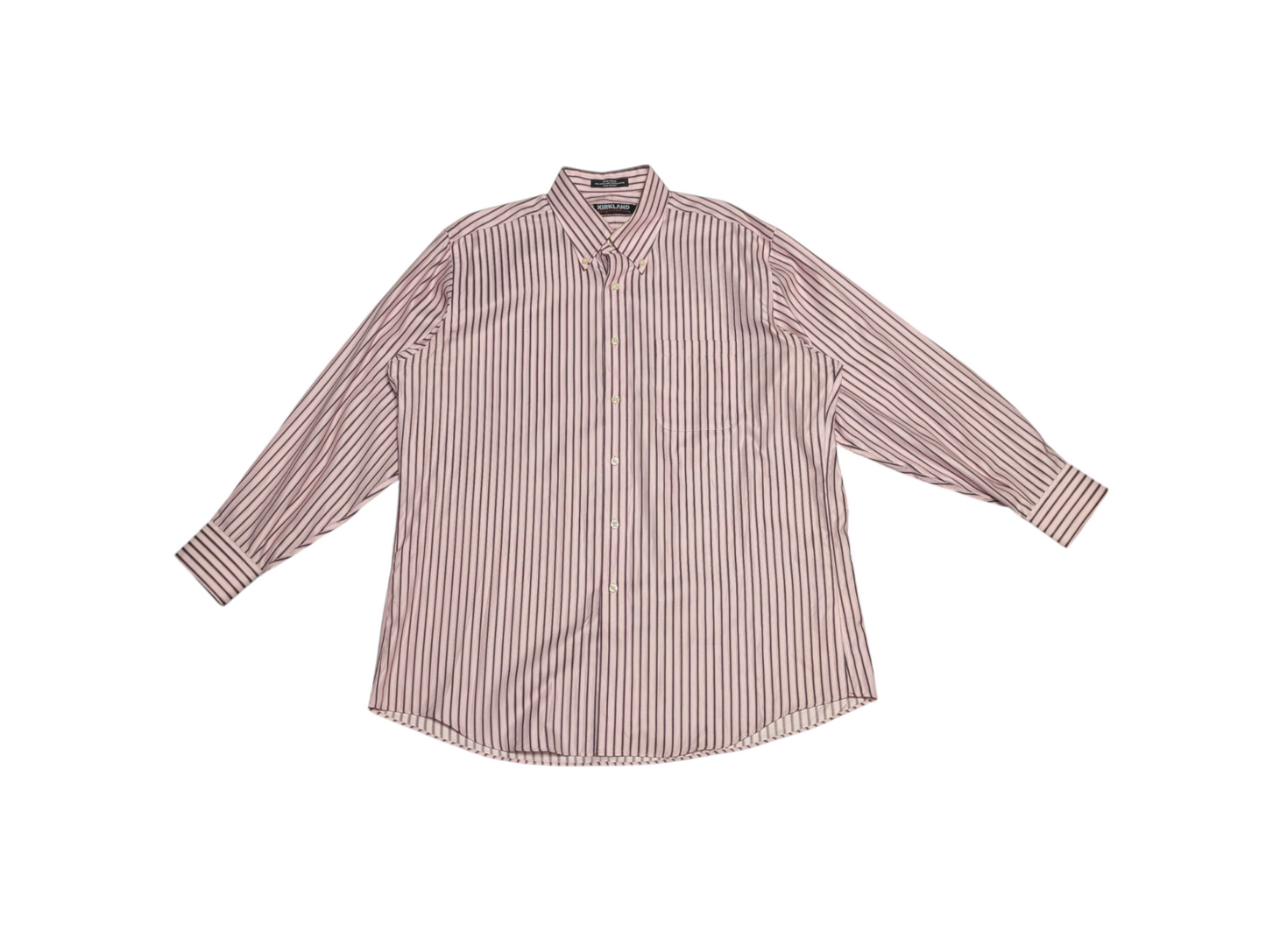 Preloved - Kirkland Signaure - Burgandy & Pink Stripe Shirt - Long Sleeve Shirt - XLarge