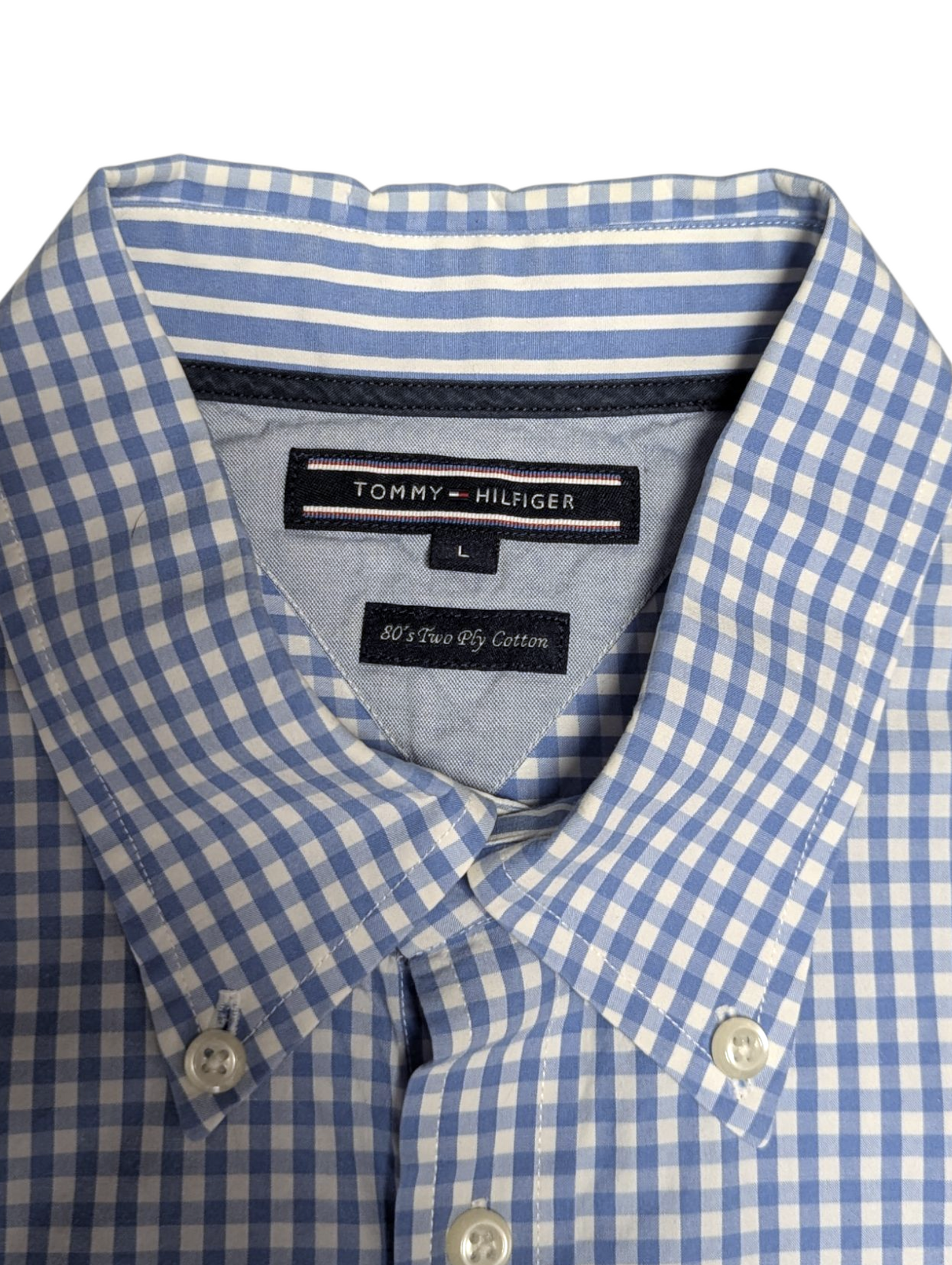 Preloved - Tommy Hilfiger - Blue & White Gingham Shirt - Long Sleeve - Large