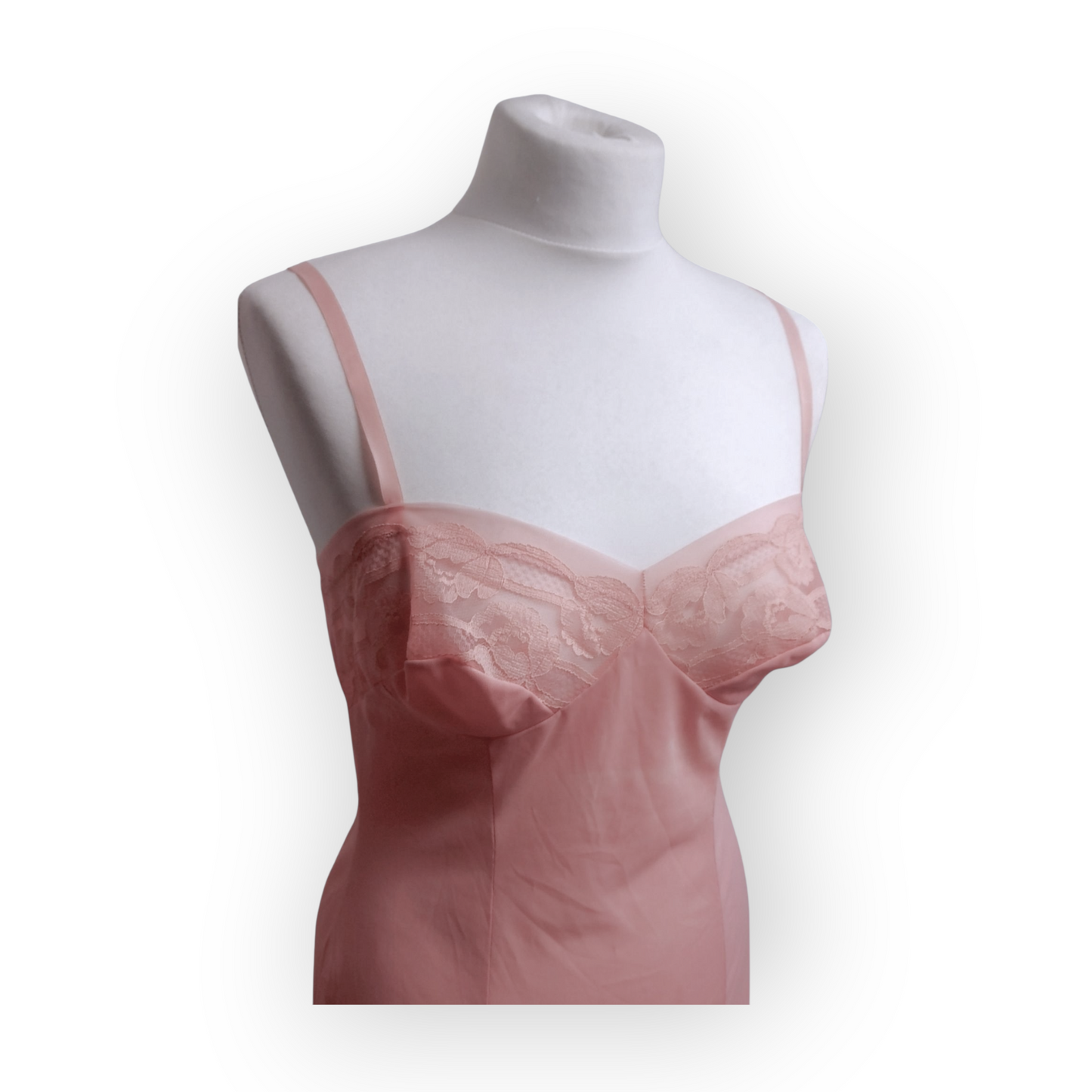 Vintage Coral Slip Lingerie Dress with lace trim Dorothy Perkins UK8