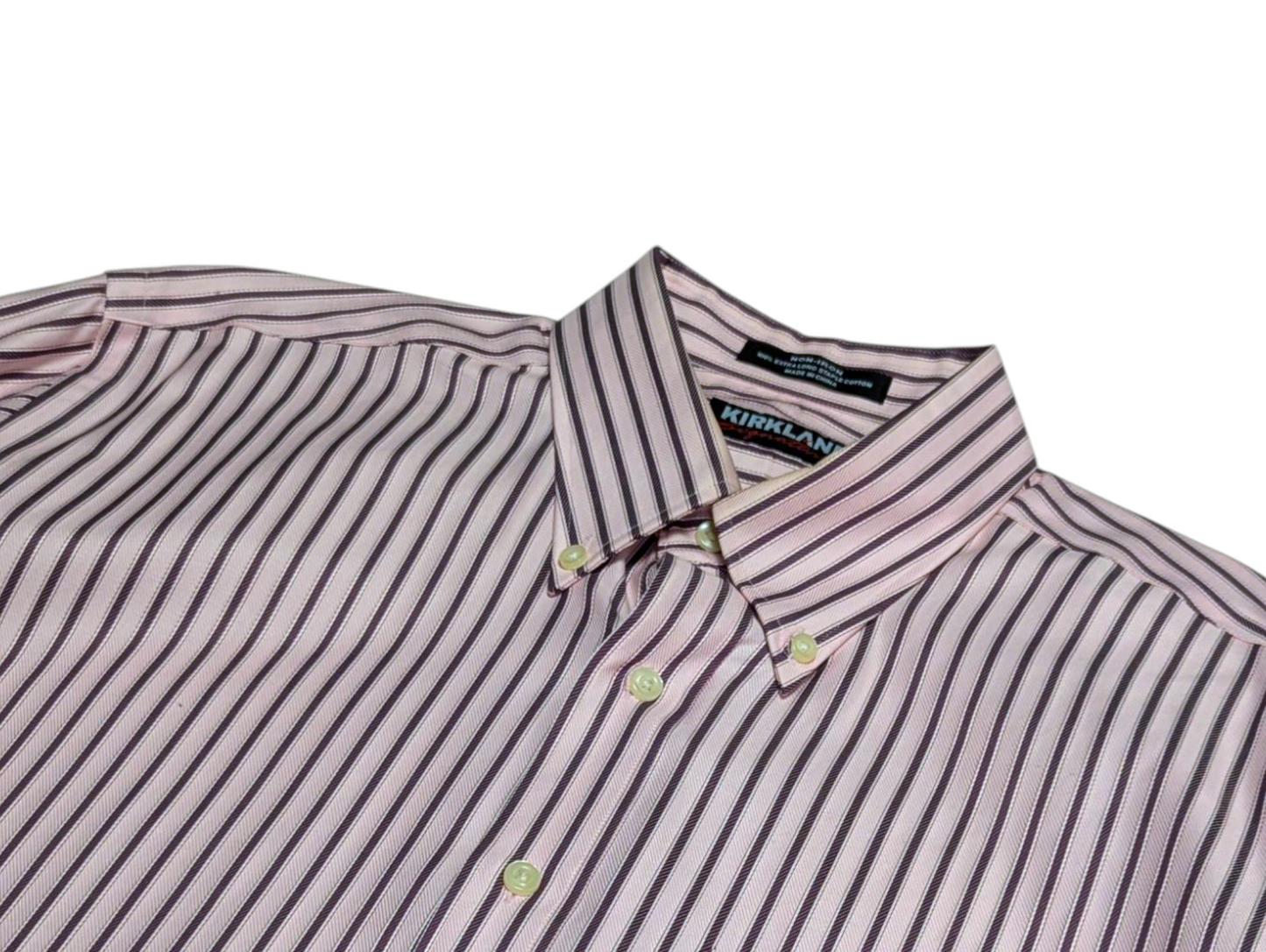 Preloved - Kirkland Signaure - Burgandy & Pink Stripe Shirt - Long Sleeve Shirt - XLarge