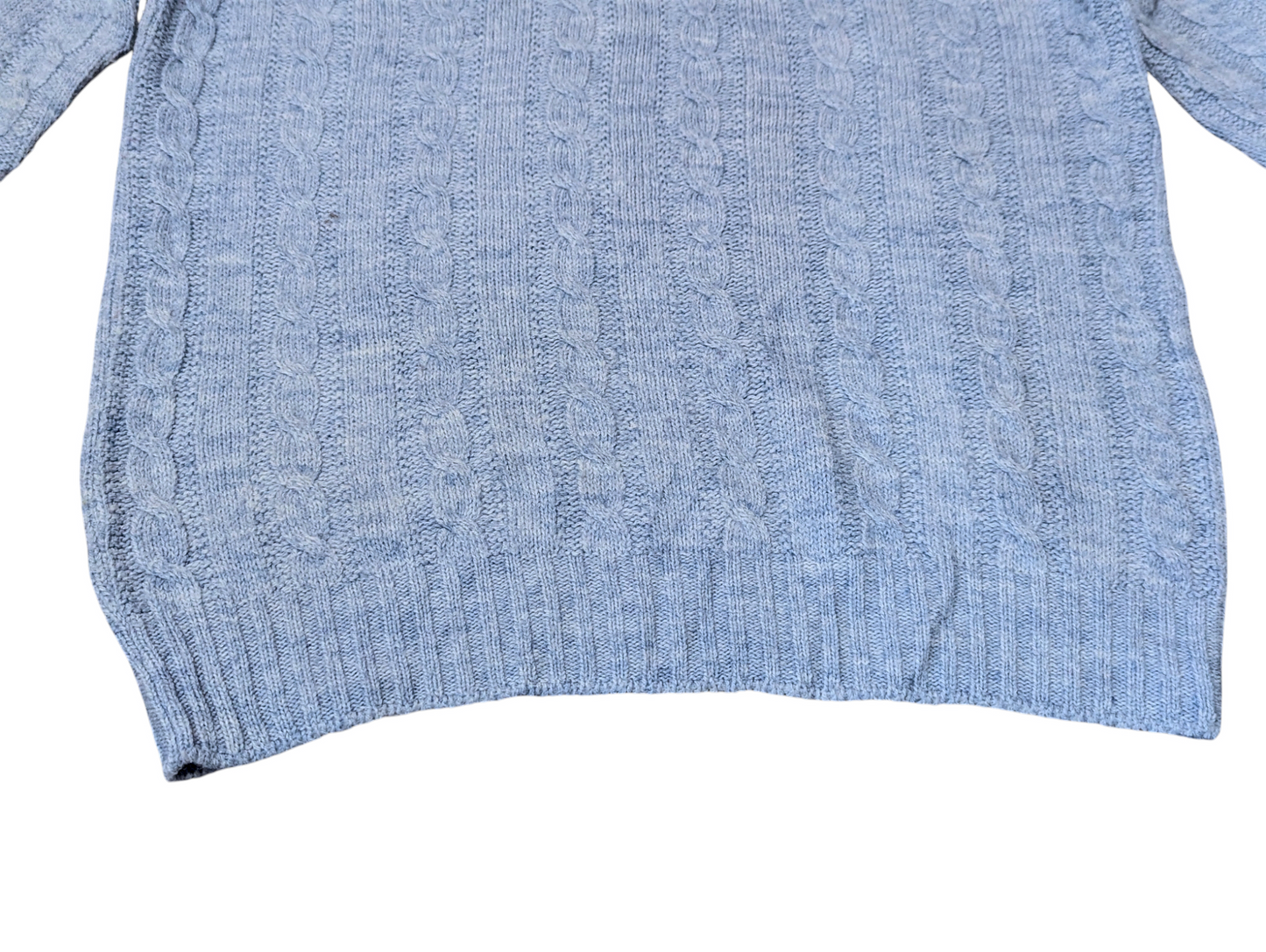 Jantzens Vintage Baby Blue Cable Knit V-Neck Sweater Small