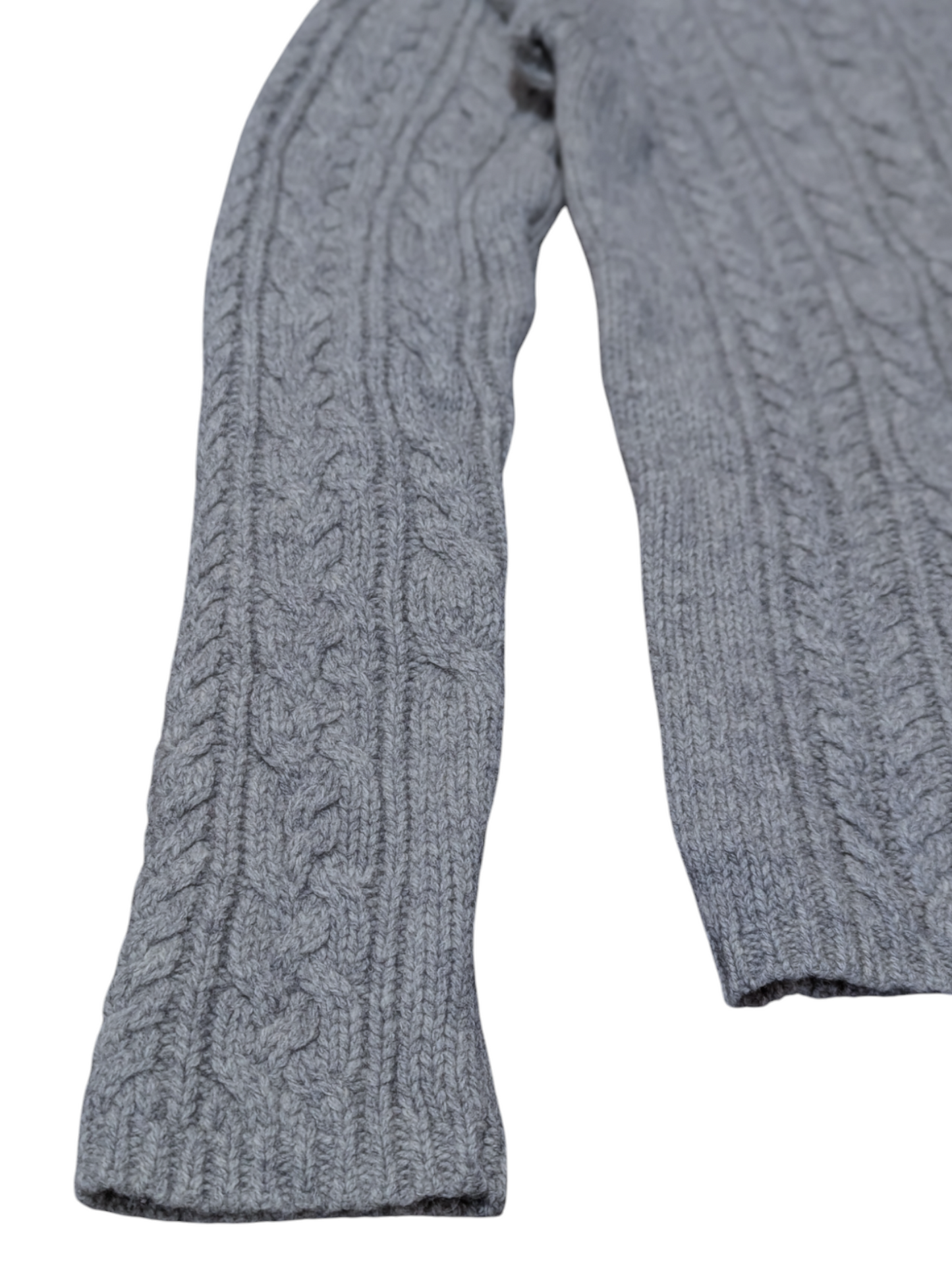'Giordana'Vintage Grey Cable Knit Polo neck Jumper Medium
