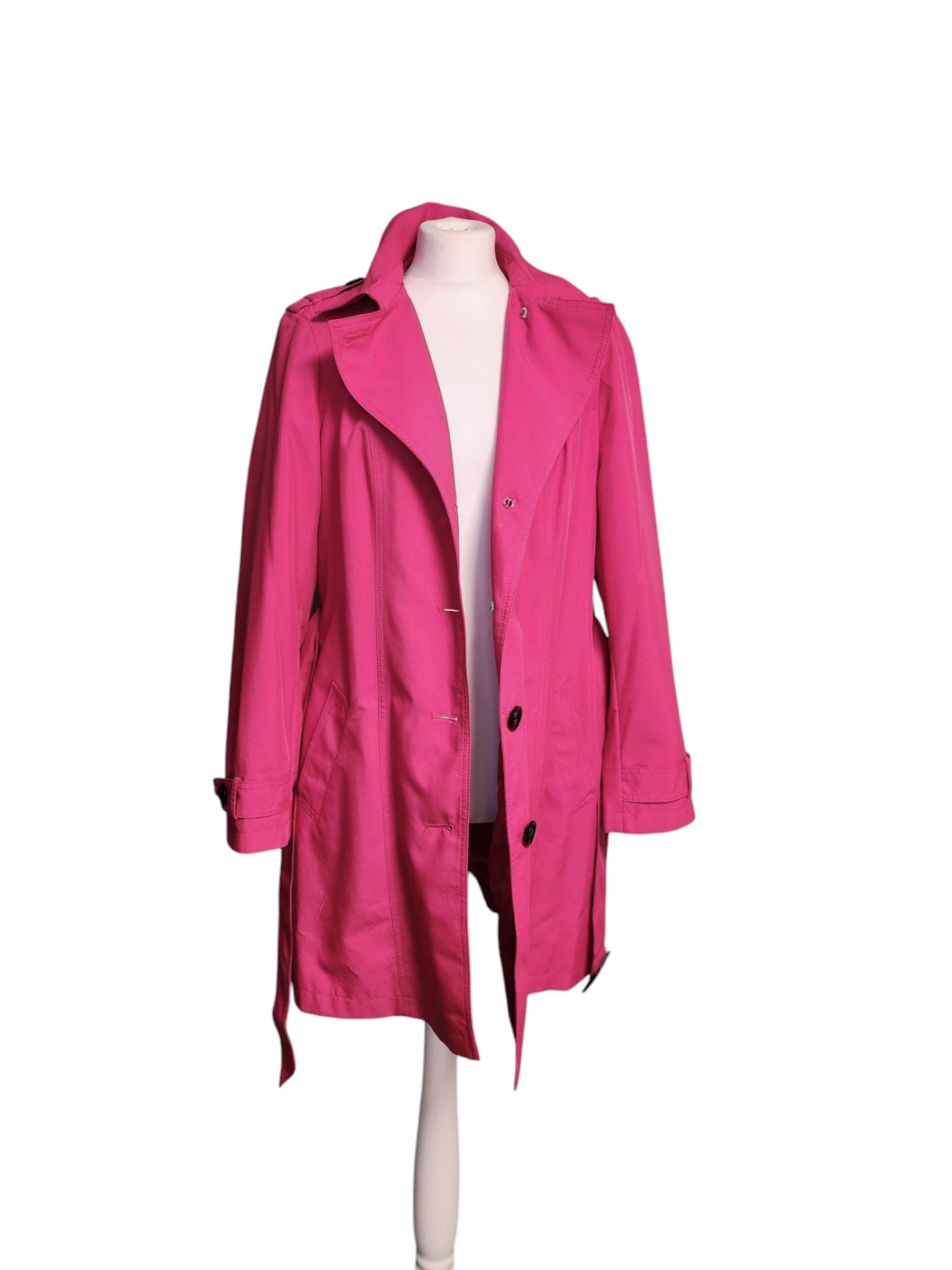 Preloved M&S Hot pink belted trench coat mac UK16