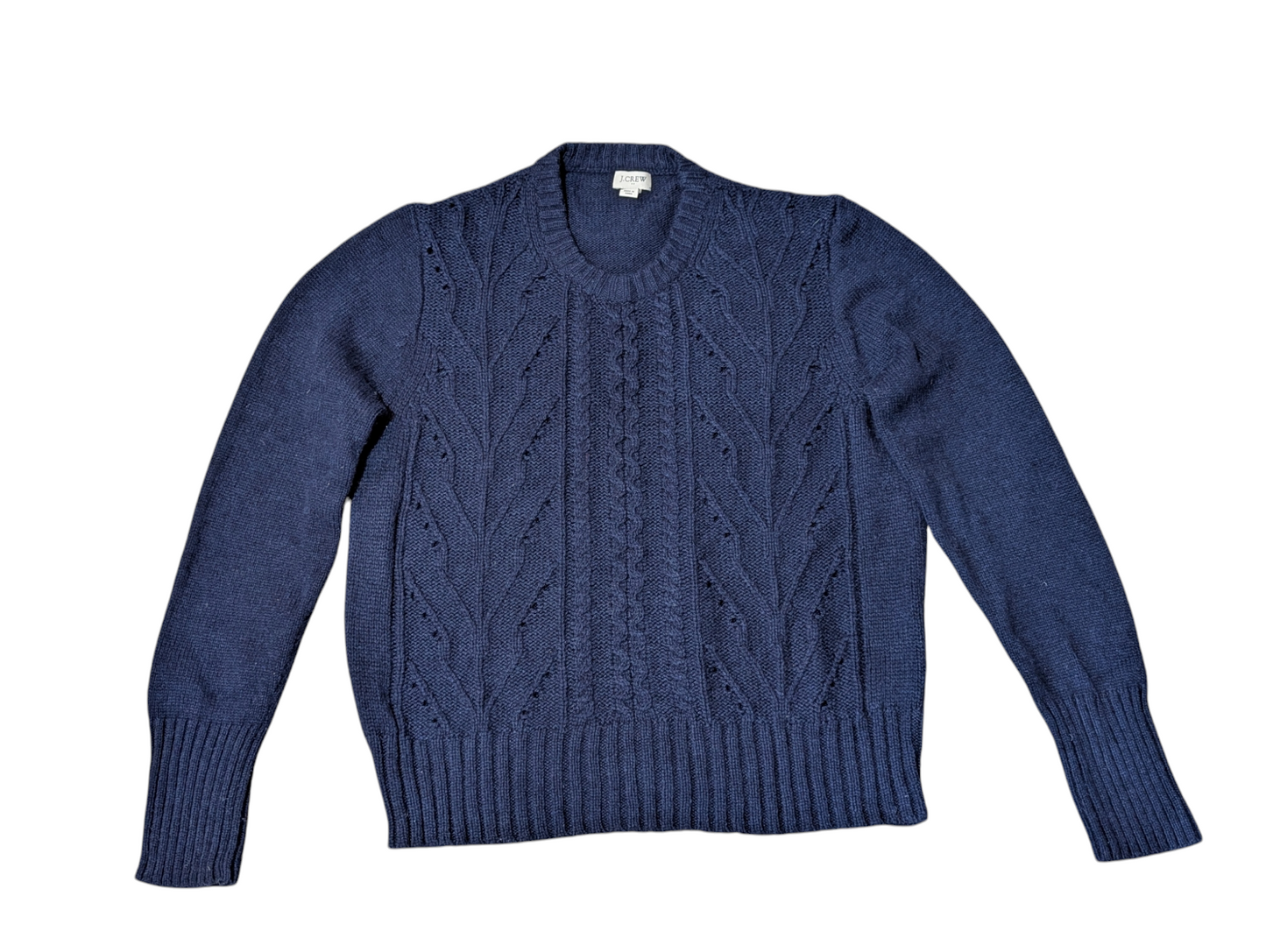 J Crew Preloved Navy Crew Neck Cable Knit Jumper Large