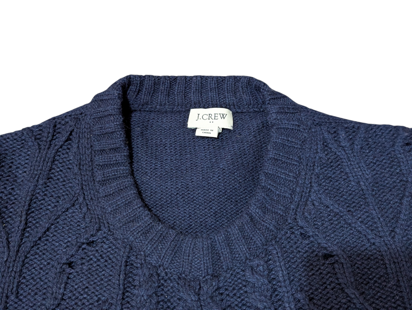 J Crew Preloved Navy Crew Neck Cable Knit Jumper Large