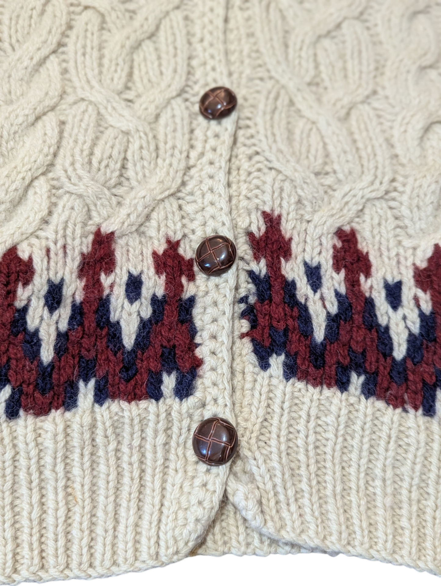 Nordic Vintage Cable Knit Hooded Cardigan Small