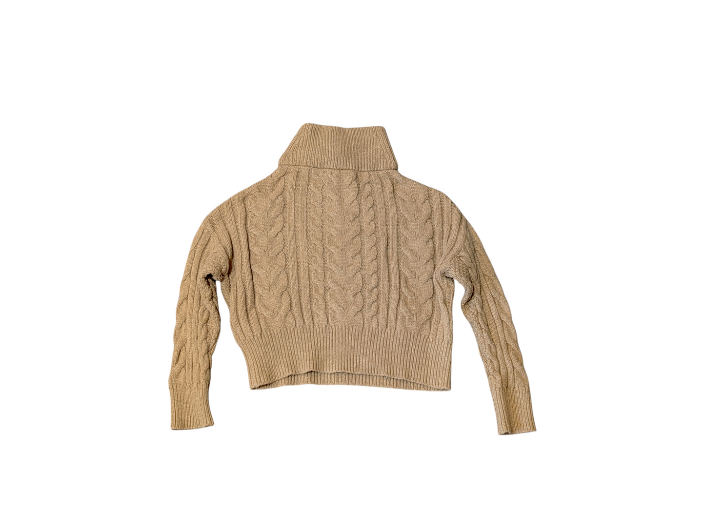 Banana Republic Preloved Tan Cable Half Zip Knit Funnel Neck Small