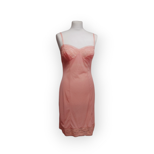 Vintage Coral Slip Lingerie Dress with lace trim Dorothy Perkins UK8