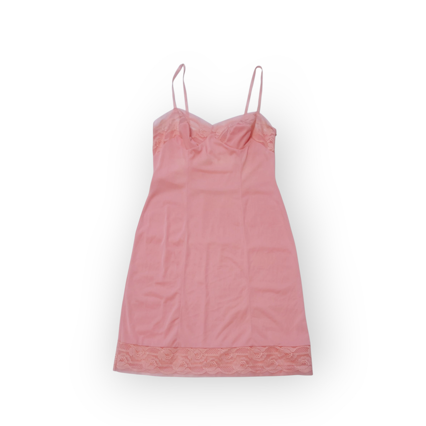 Vintage Coral Slip Lingerie Dress with lace trim Dorothy Perkins UK8