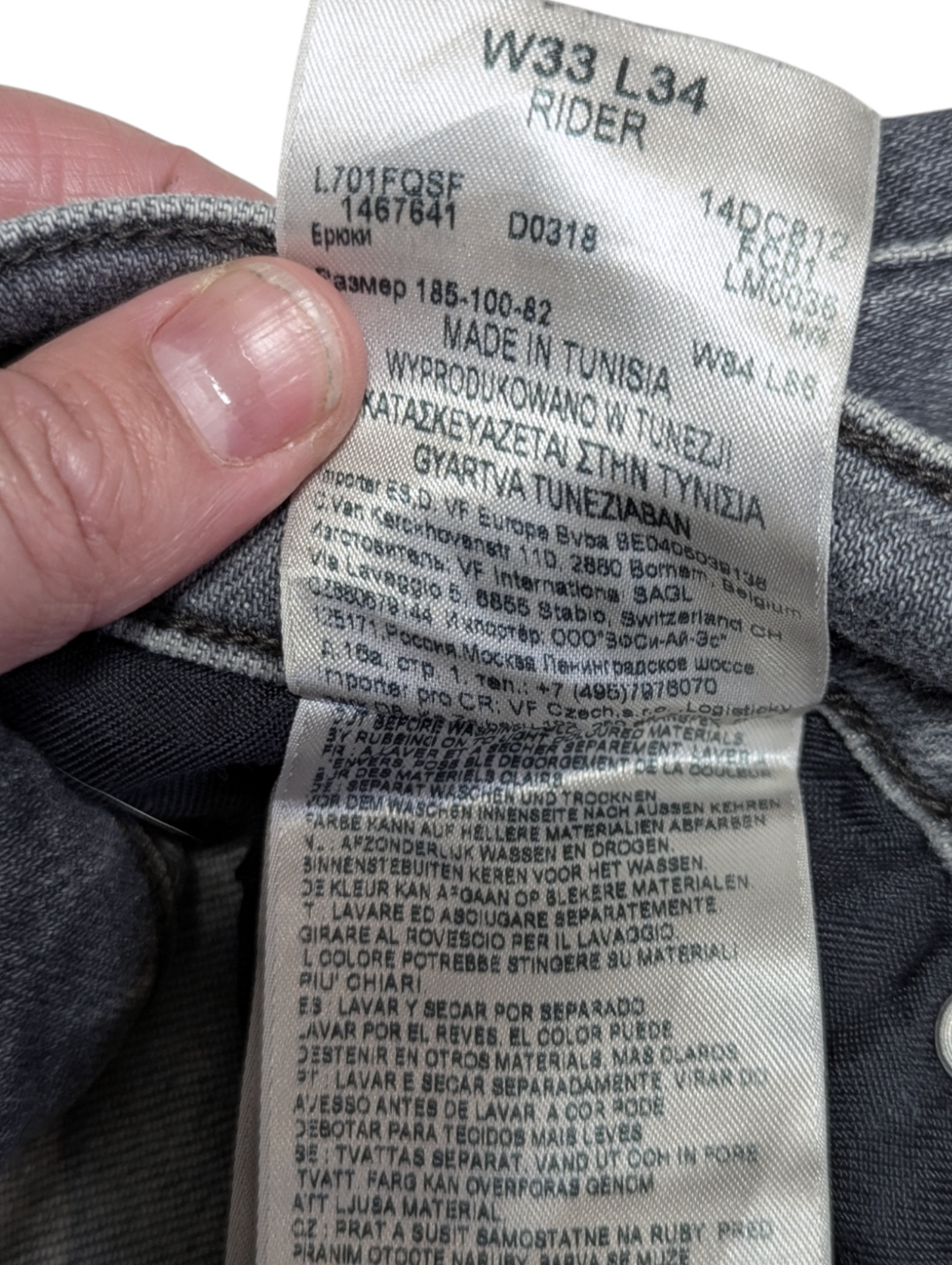 Lee Jeans 'Rider' Stretch- grey wash - straight leg - long leg  W33 L34