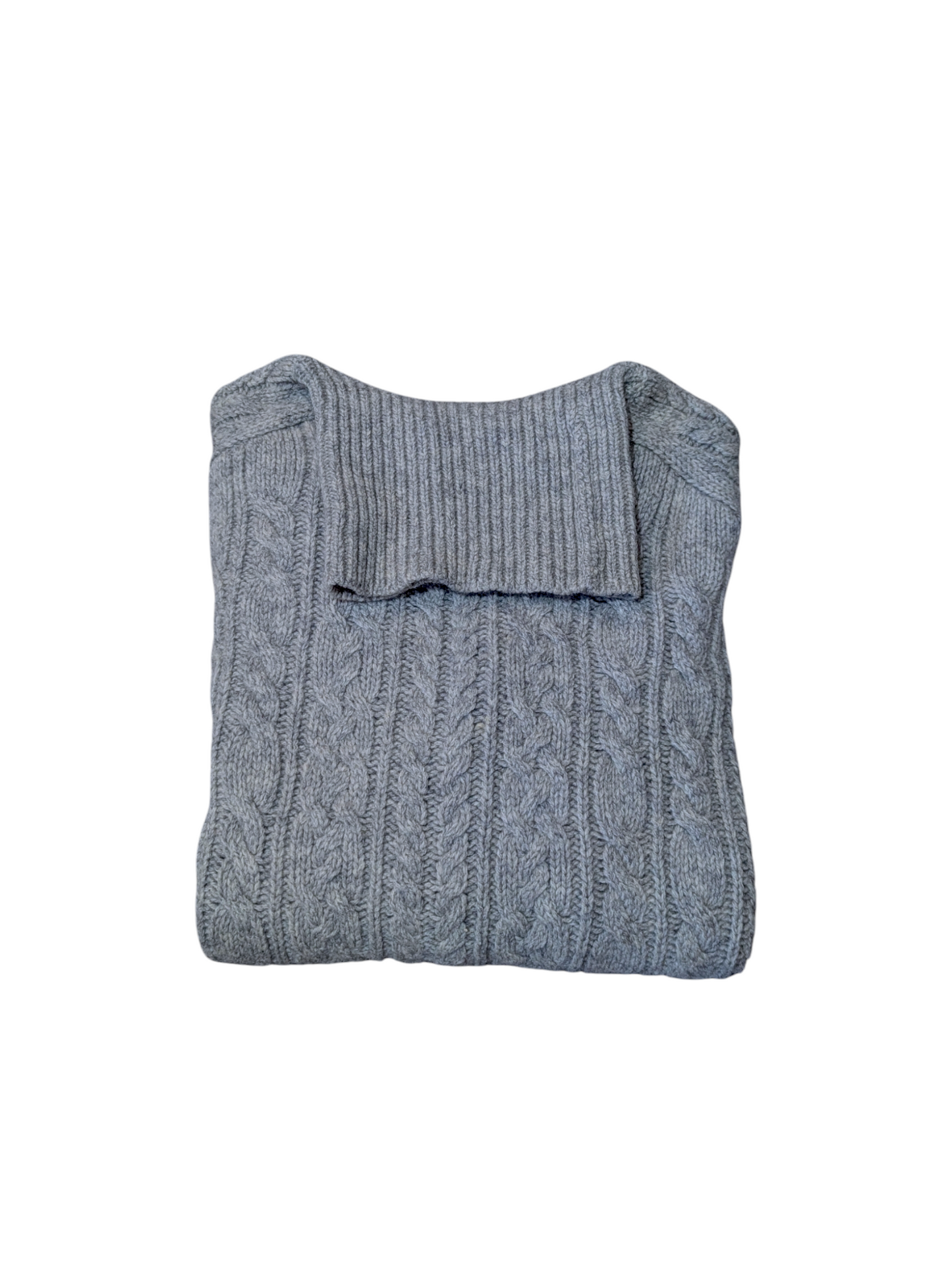 'Giordana'Vintage Grey Cable Knit Polo neck Jumper Medium