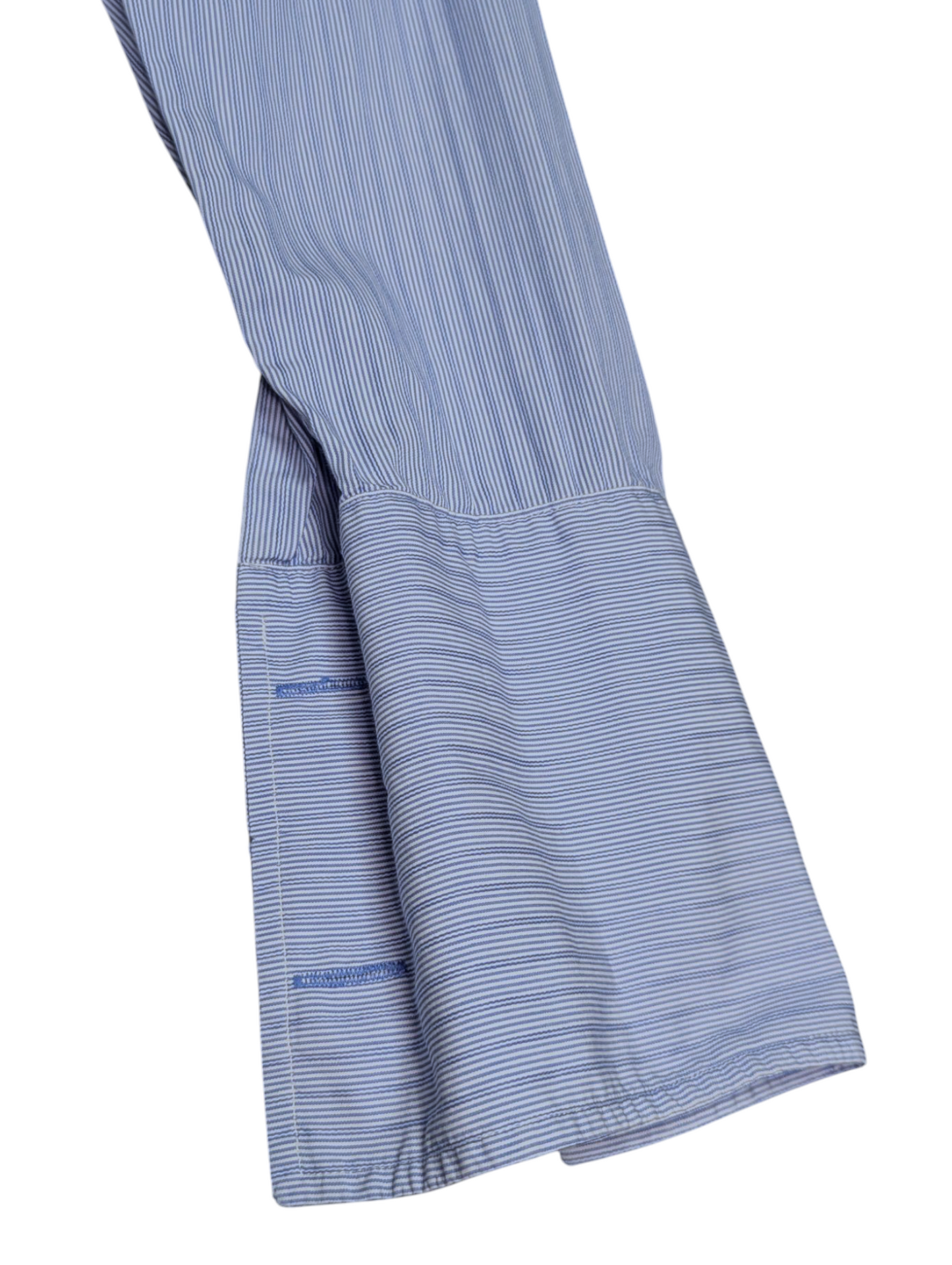 Preloved - TM Lewin - Blue & White Dress Shirt - Double Cuff Sleeve - Medium