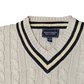 Britches Vintage Sand V-Neck Cable Preppy Knit Jumper XXL