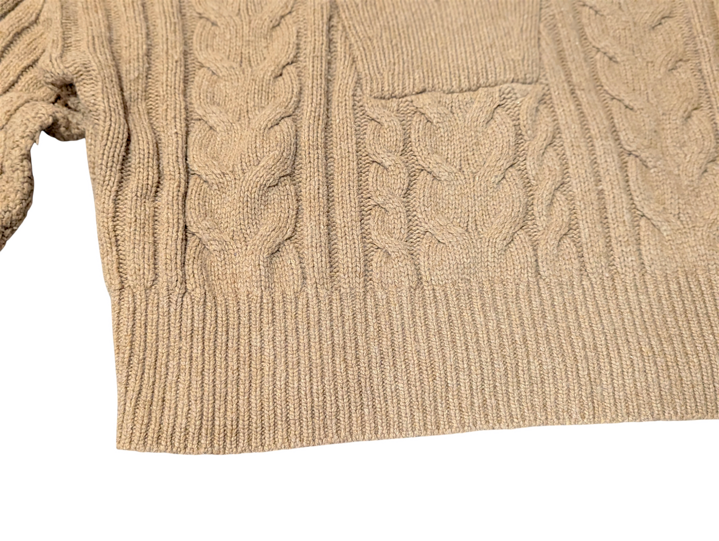 Banana Republic Preloved Tan Cable Half Zip Knit Funnel Neck Small