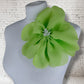 8.5" Lime Green Flower Corsage Handmade Recycled Material, Hair Slide