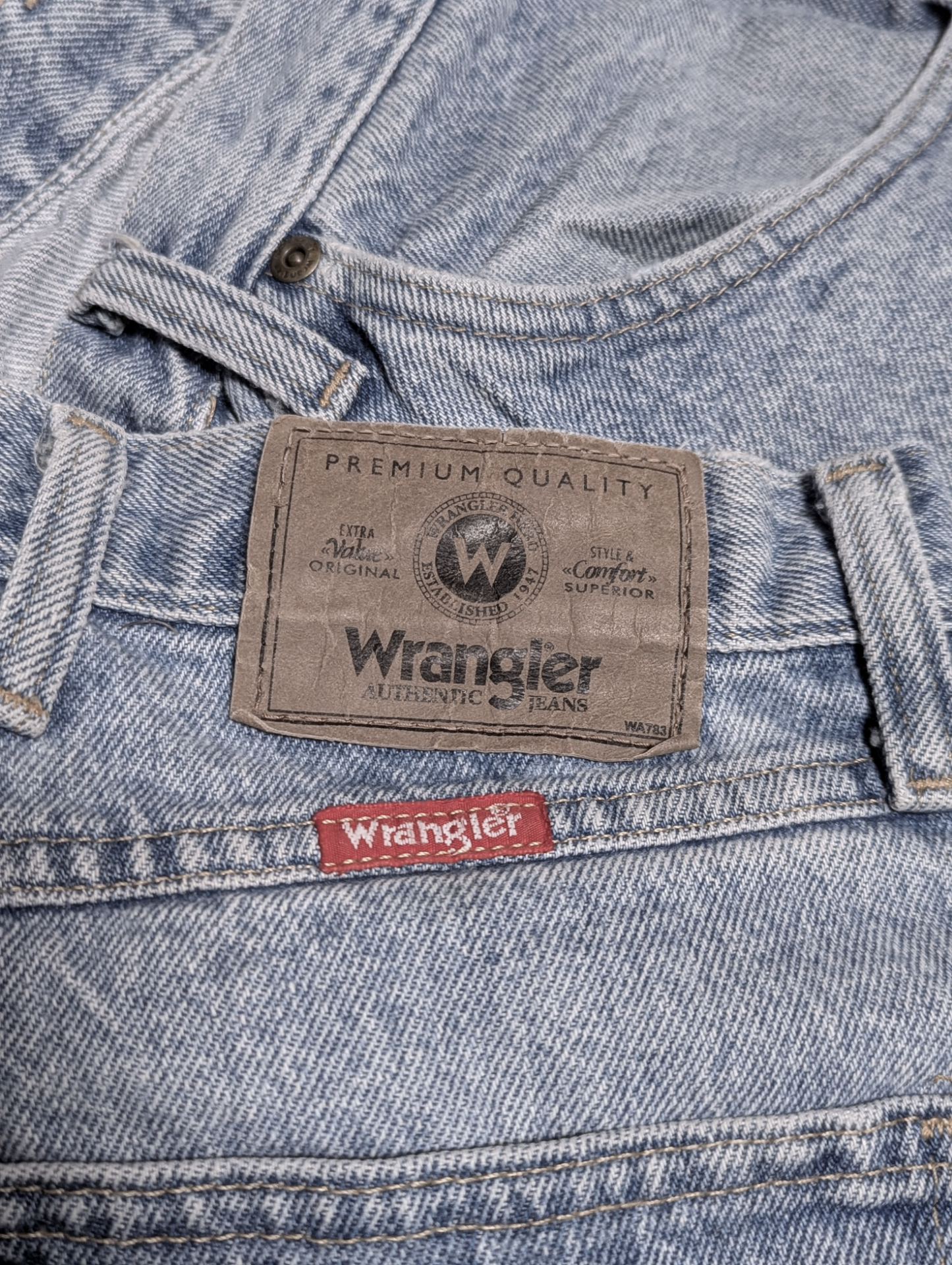 Wrangler Stone Wash Regular Fit Denim Jeans 38" Waist