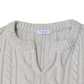 Beauty & Youth Cream Split Crew Neck Cable Knit Jumper Medium