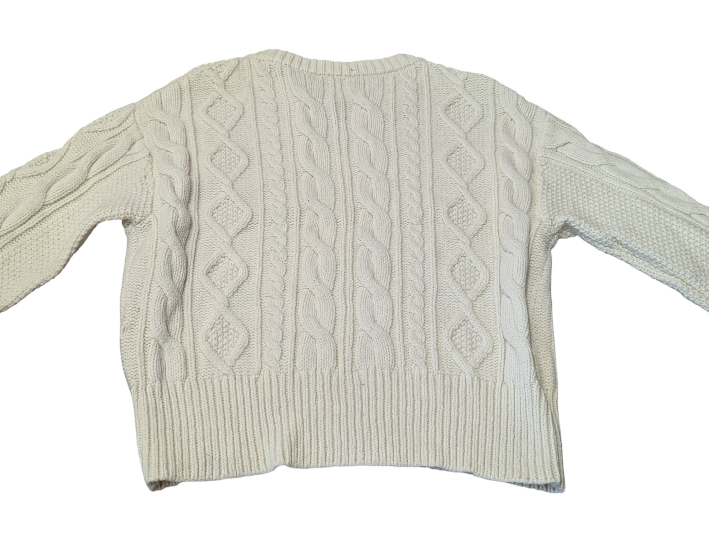 Beauty & Youth Cream Split Crew Neck Cable Knit Jumper Medium