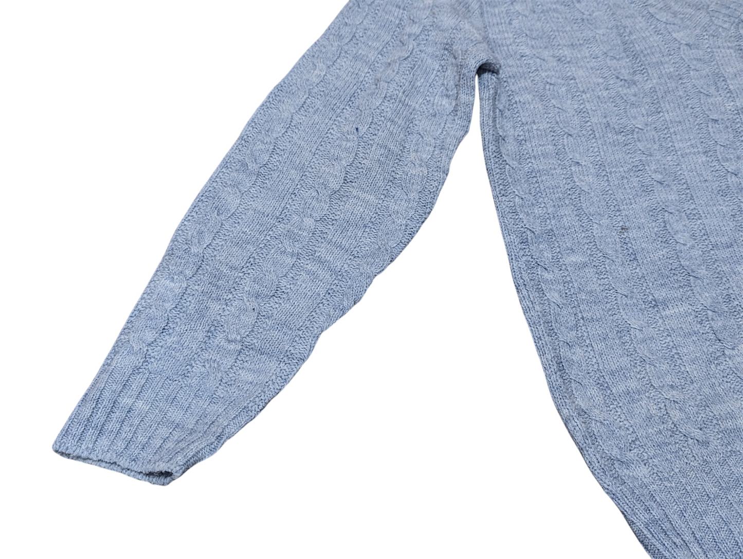 Jantzens Vintage Baby Blue Cable Knit V-Neck Sweater Small