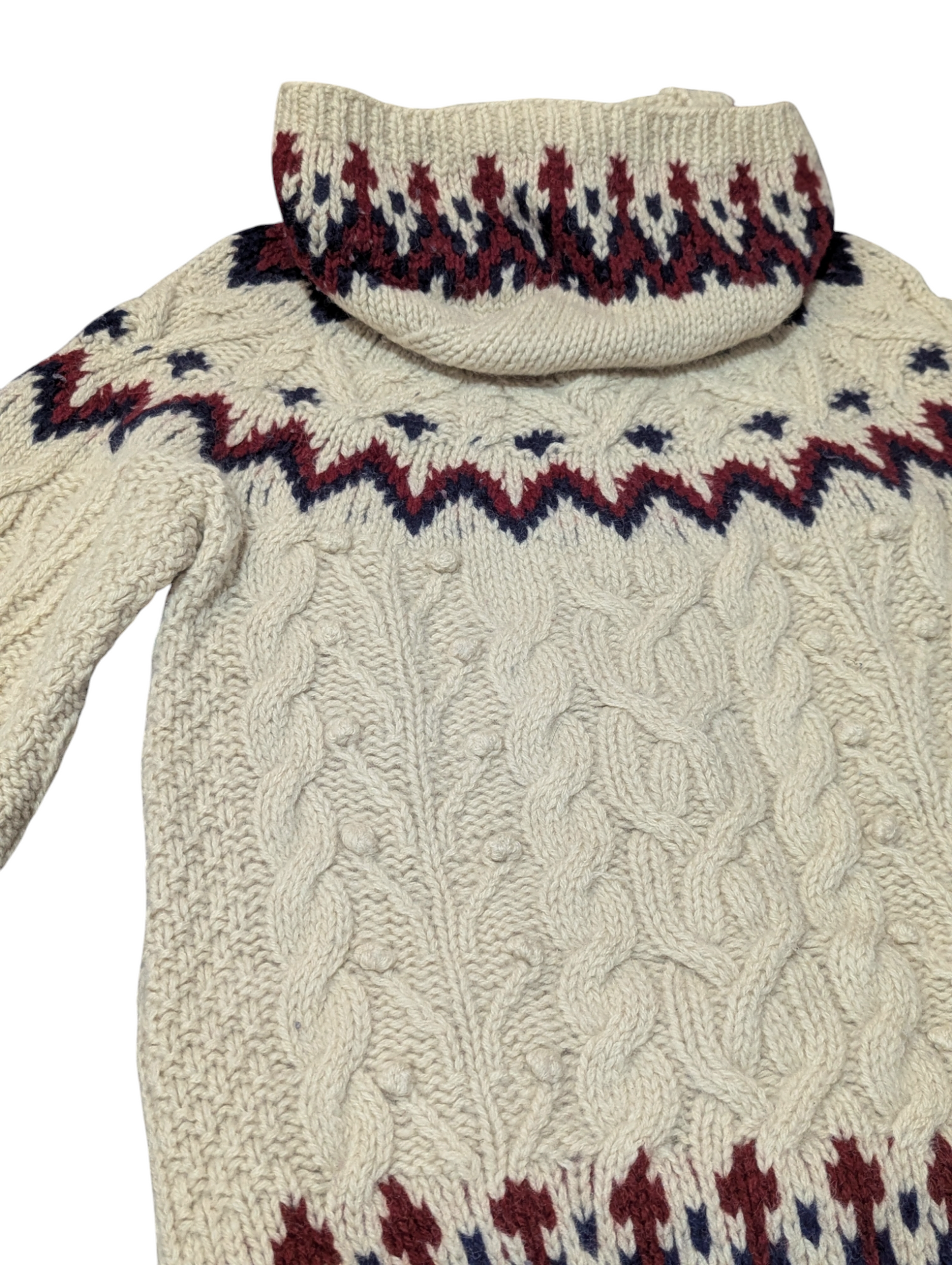 Nordic Vintage Cable Knit Hooded Cardigan Small