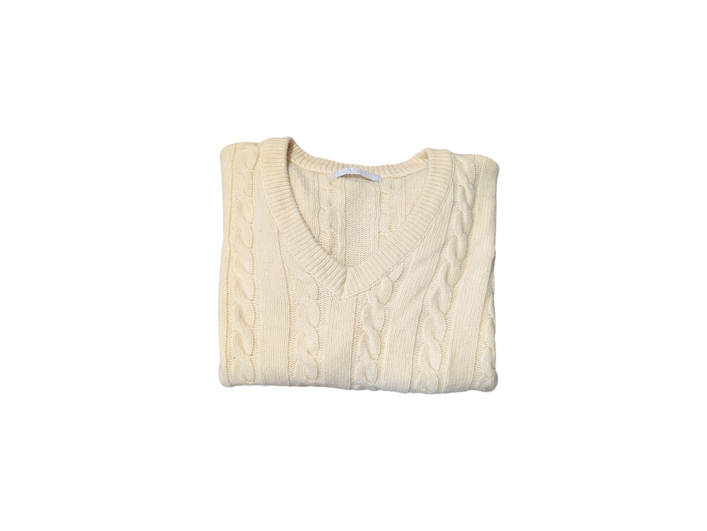 Ahead Preloved Cream Wool Cable Knit Jumper Medium