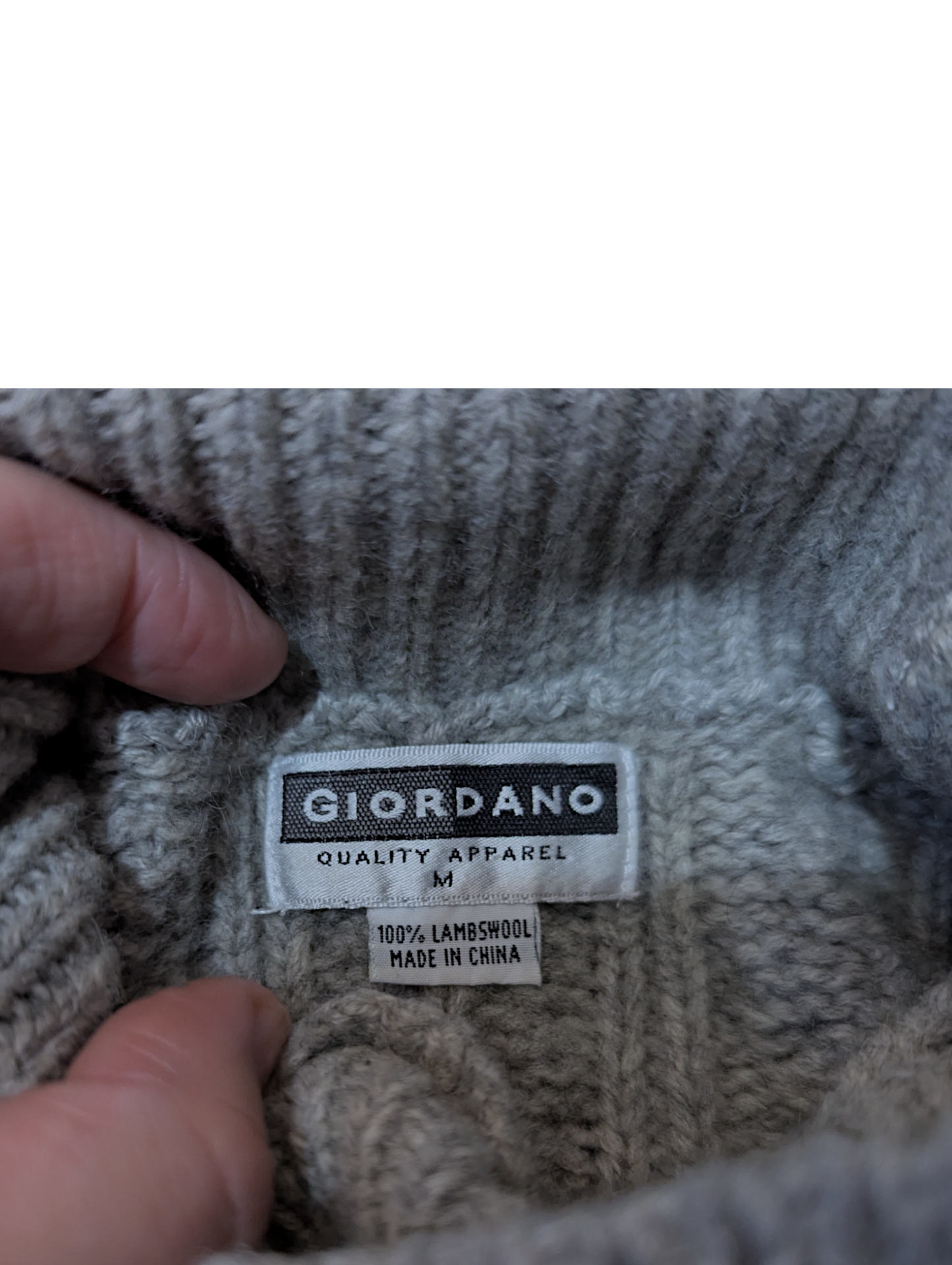 'Giordana'Vintage Grey Cable Knit Polo neck Jumper Medium