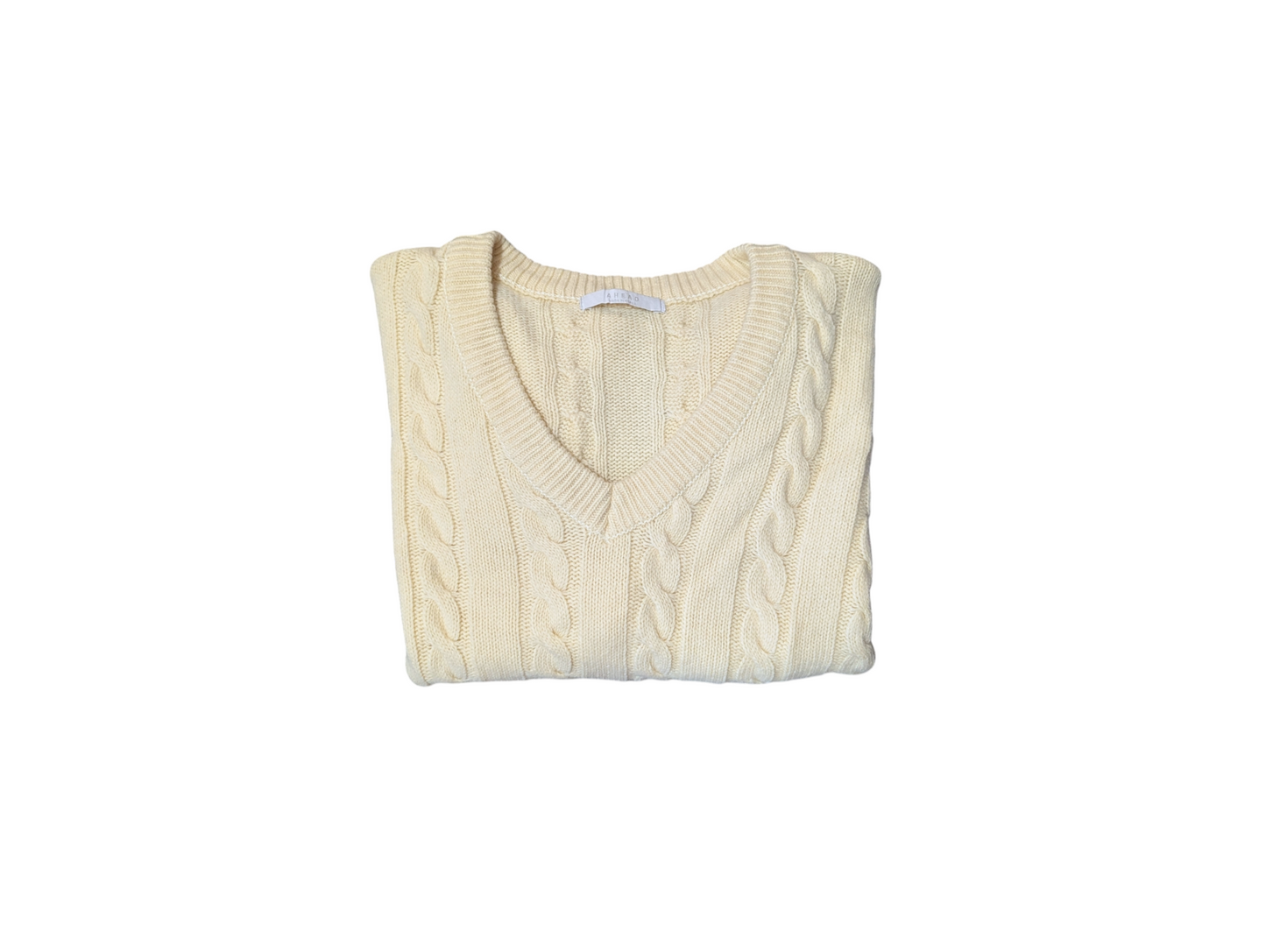 Ahead Preloved Cream Wool Cable Knit Jumper Medium