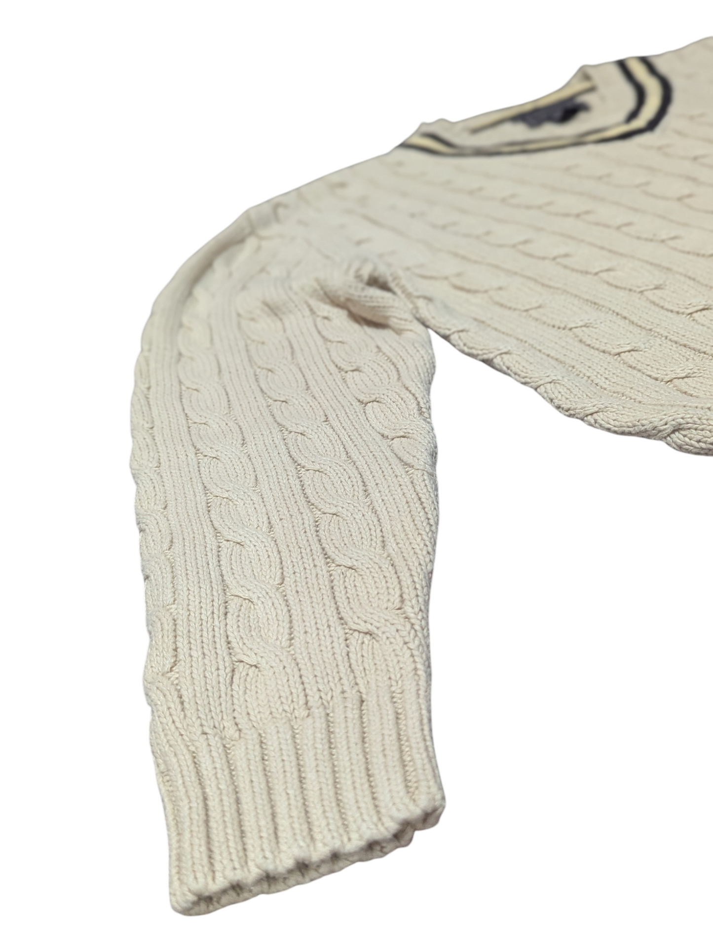 Britches Vintage Sand V-Neck Cable Preppy Knit Jumper XXL