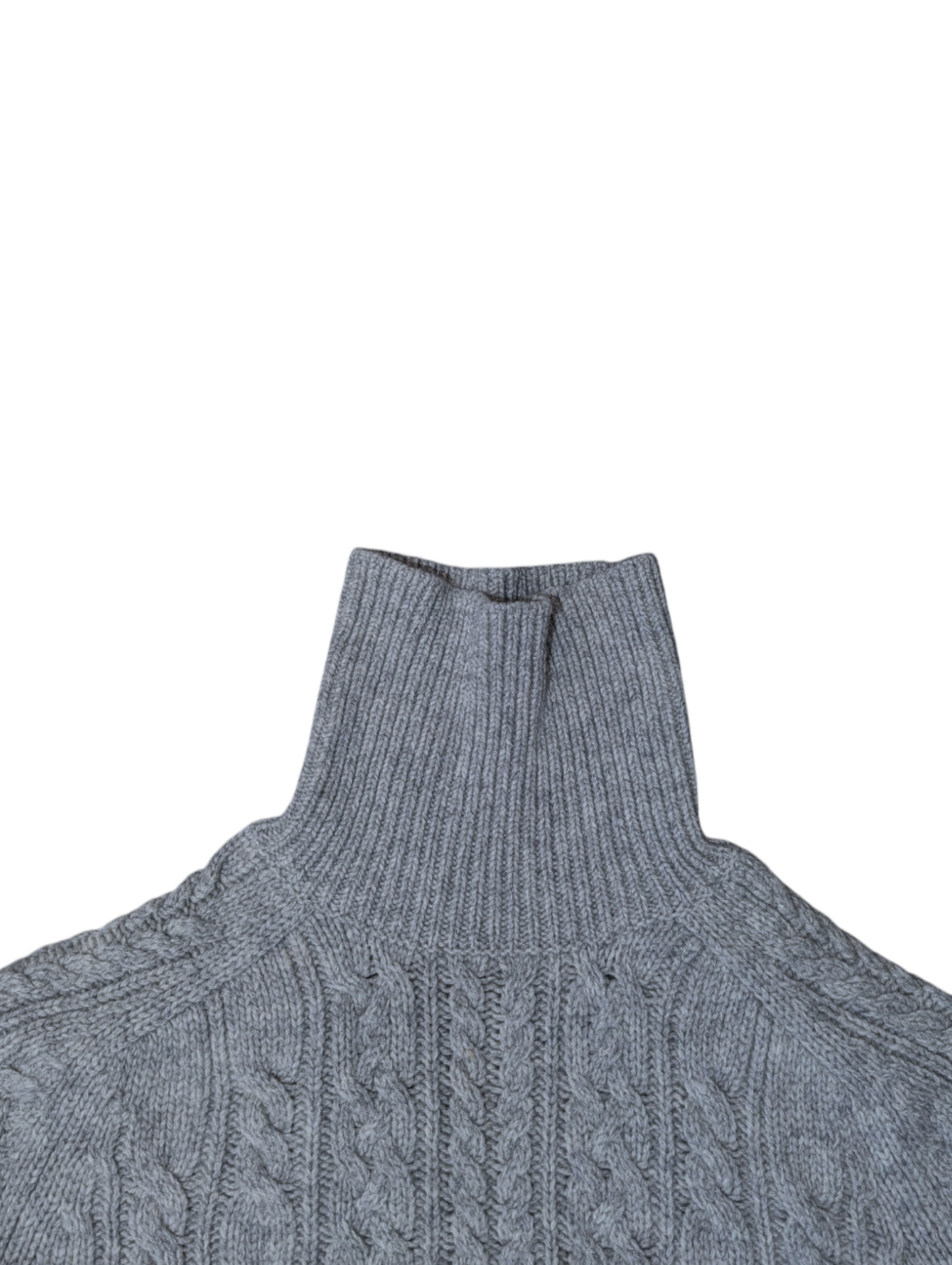'Giordana'Vintage Grey Cable Knit Polo neck Jumper Medium