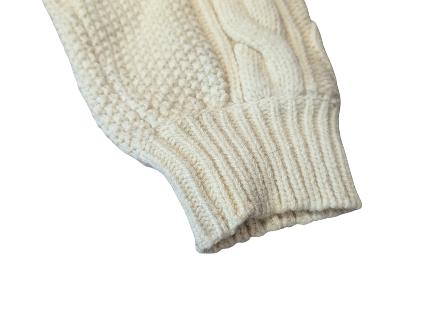 Beauty & Youth Cream Split Crew Neck Cable Knit Jumper Medium