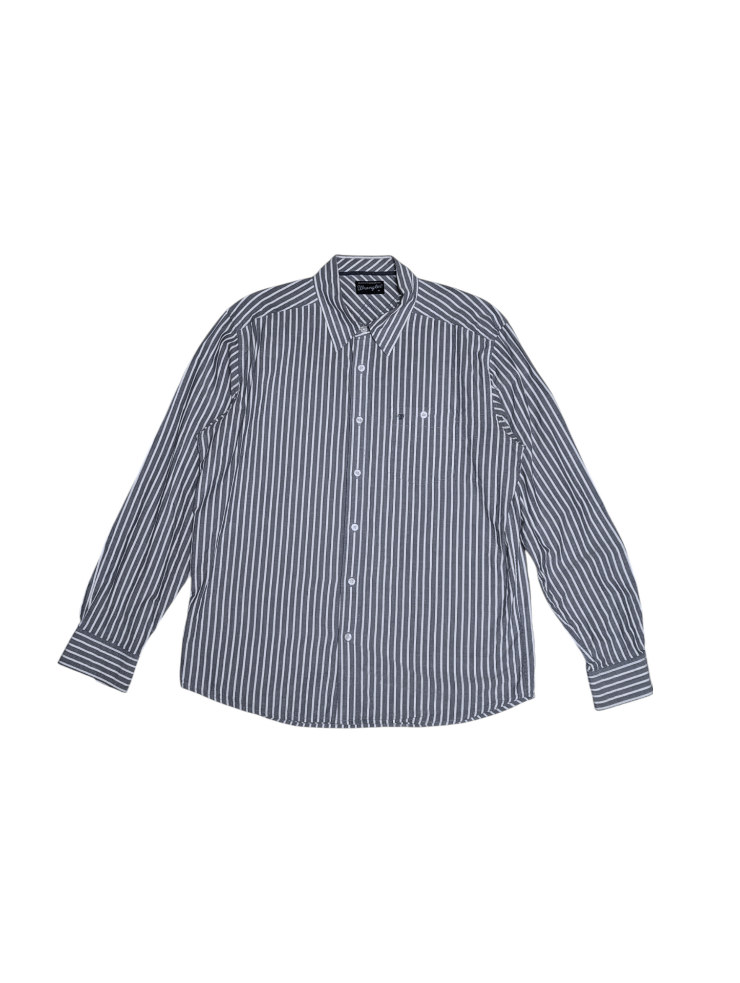 Vintage - Wrangler - Blue & White Western Shirt - Long Sleeve - Pocket Detail - XL