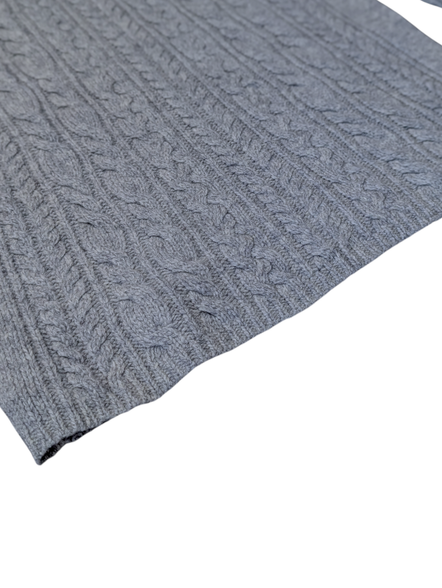 'Giordana'Vintage Grey Cable Knit Polo neck Jumper Medium