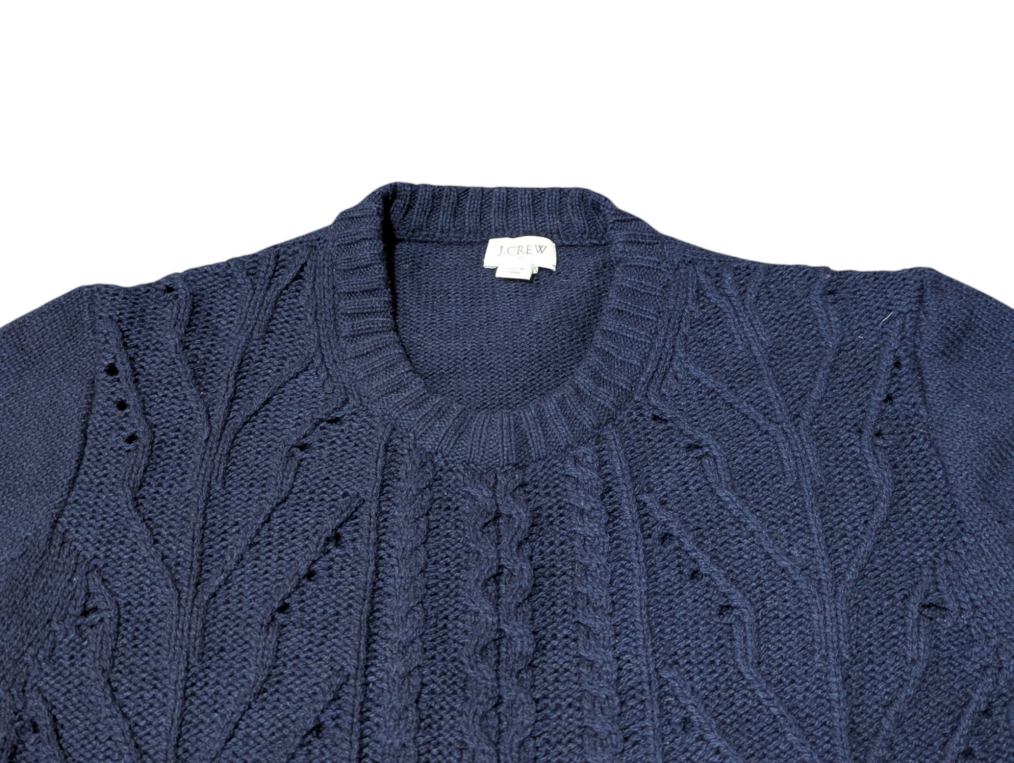 J Crew Preloved Navy Crew Neck Cable Knit Jumper Large