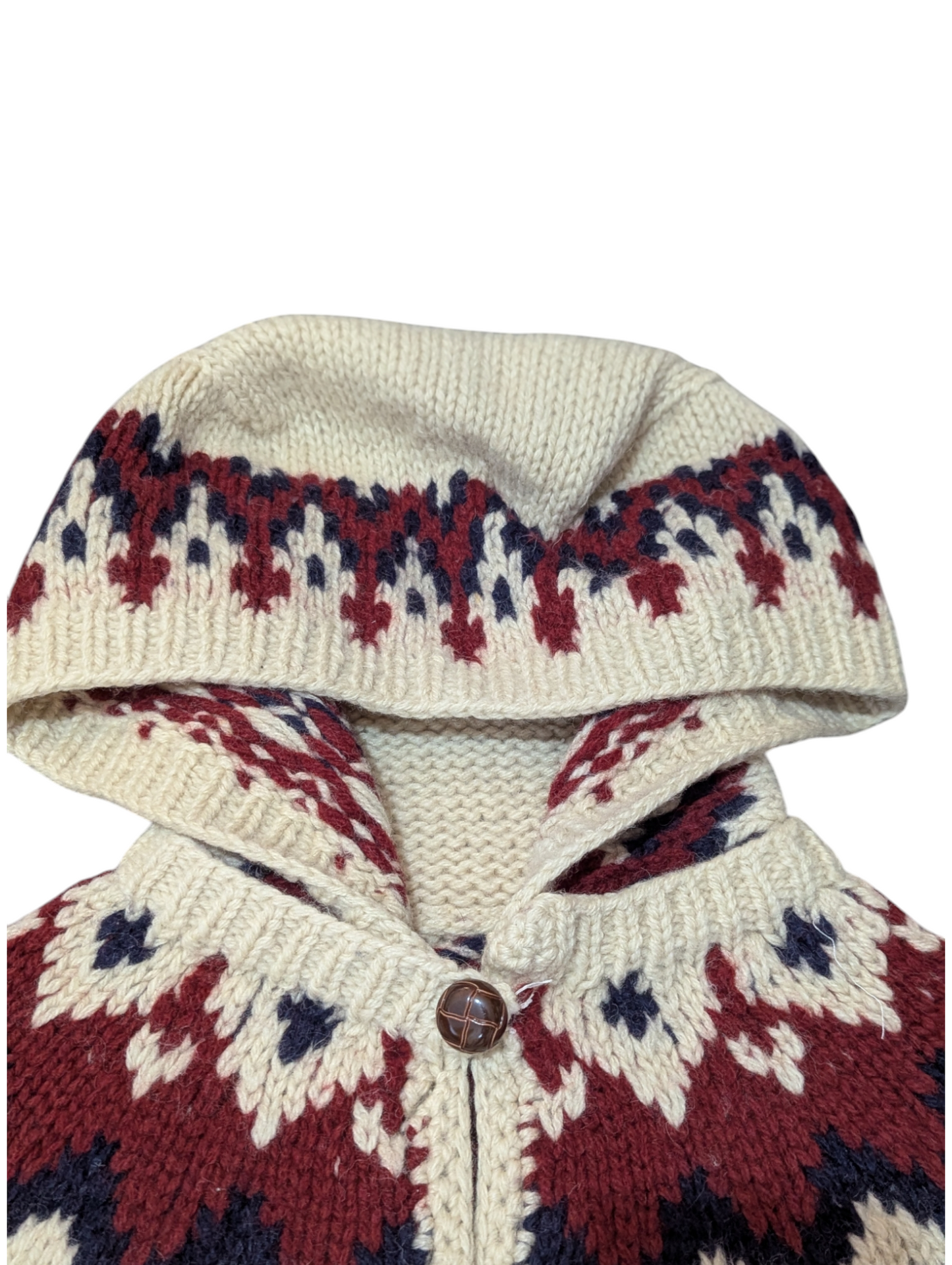 Nordic Vintage Cable Knit Hooded Cardigan Small