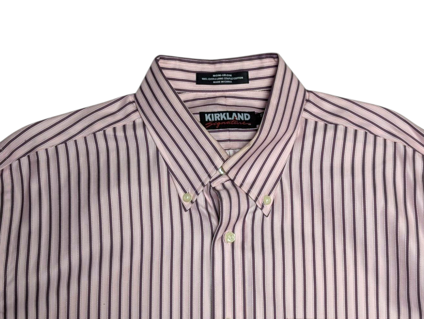 Preloved - Kirkland Signaure - Burgandy & Pink Stripe Shirt - Long Sleeve Shirt - XLarge