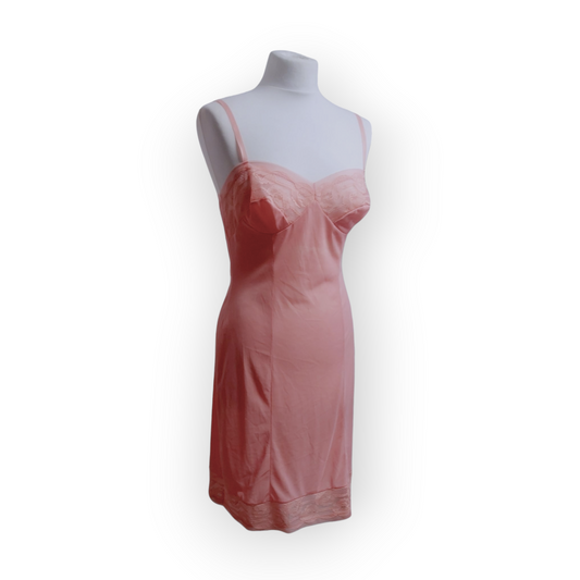 Vintage Coral Slip Lingerie Dress with lace trim Dorothy Perkins UK8