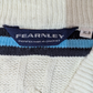 Fearnley Vintage Preppy Cable Knit Jumper V-Neck with Blue and Navy Trim Small