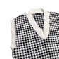 Preloved - PLT - Dogtooth Black & White Vest - Tank Top - V-Neck -  Medium