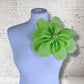 8.5" Lime Green Flower Corsage Handmade Recycled Material, Hair Slide