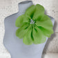 8.5" Lime Green Flower Corsage Handmade Recycled Material, Hair Slide