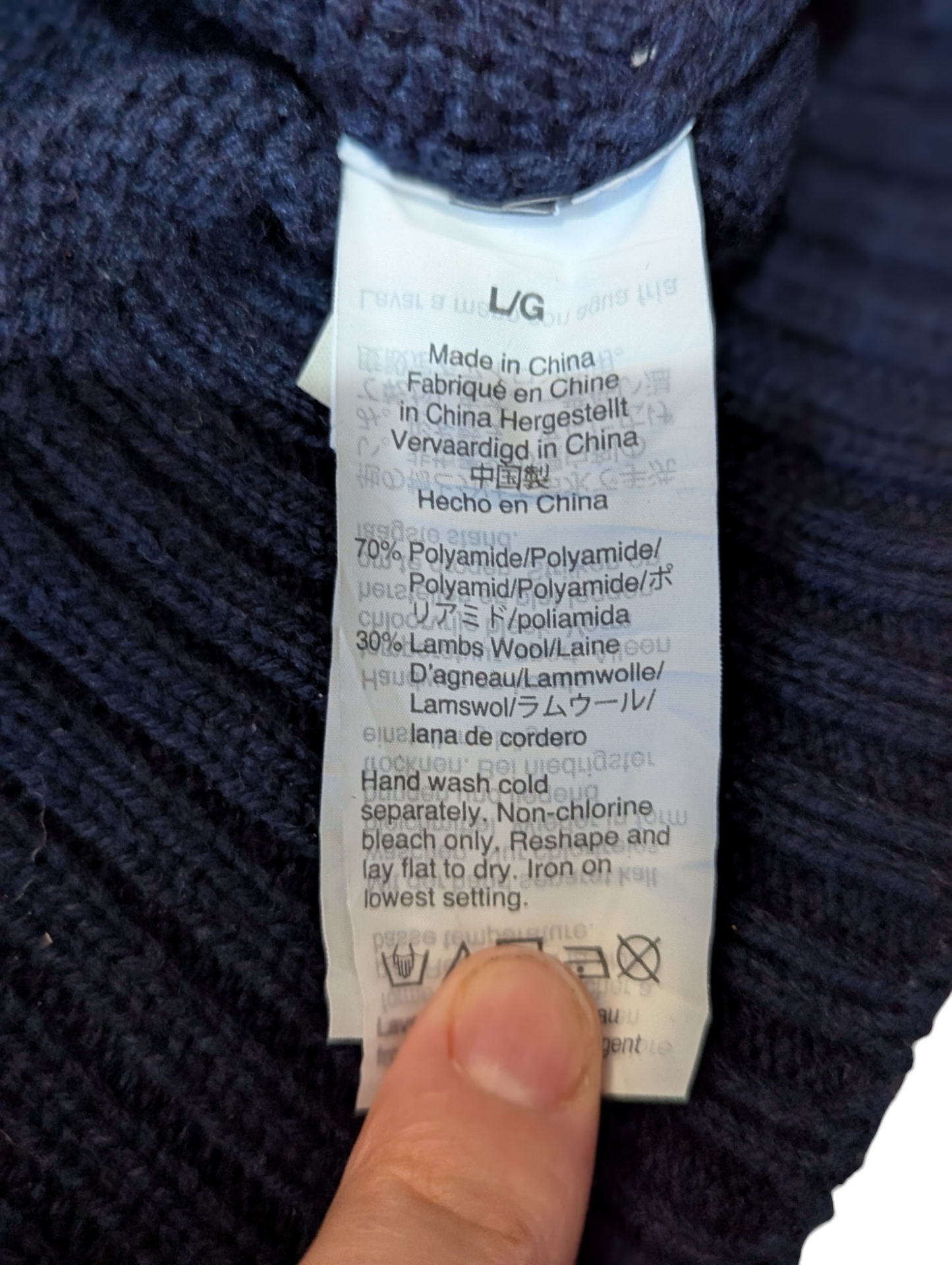 J Crew Preloved Navy Crew Neck Cable Knit Jumper Large