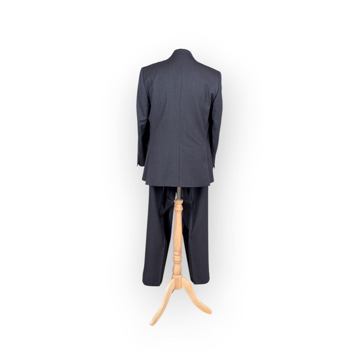 Grey Pinstripe Suit 2 Piece Single Breasted Chest 40" 50% Wool Preloved Brook Taverner Reid & Taylor