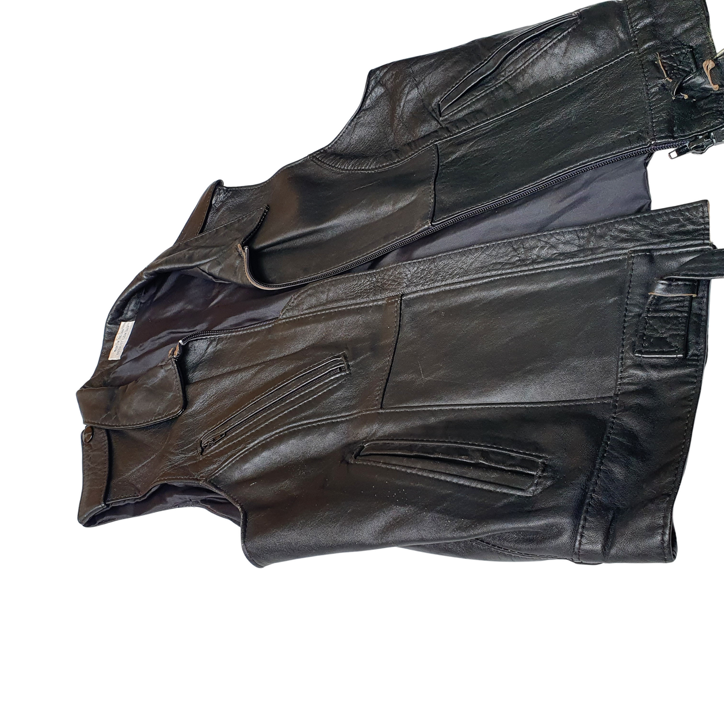 Vintage 'Peter Caine' Leather Sleeveless Biker Jacket - Medium
