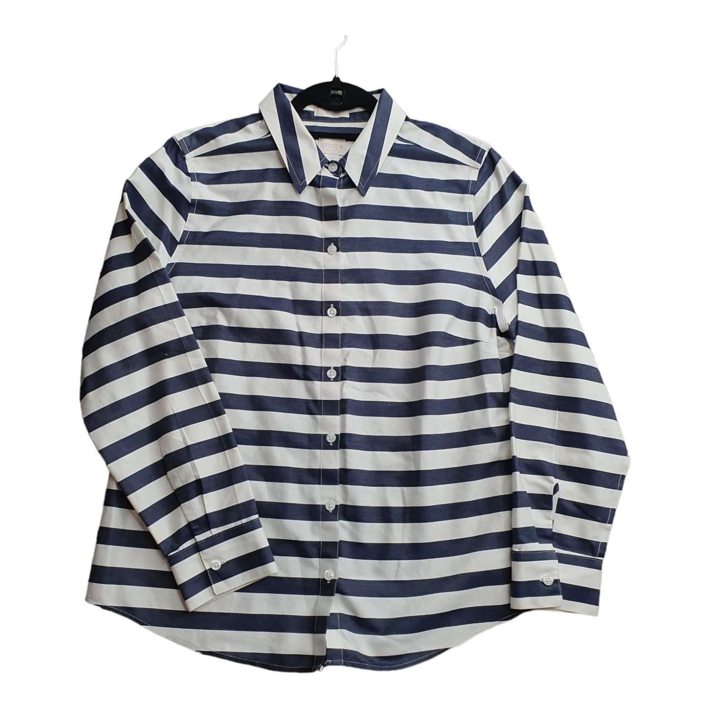 Preloved - Chicos  - Vertical Blue & White Stripe Shirt - Medium