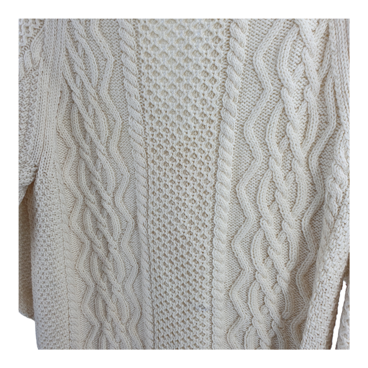 Handmade knitted Aran Cream Knit  Cardigan - M/L 46"