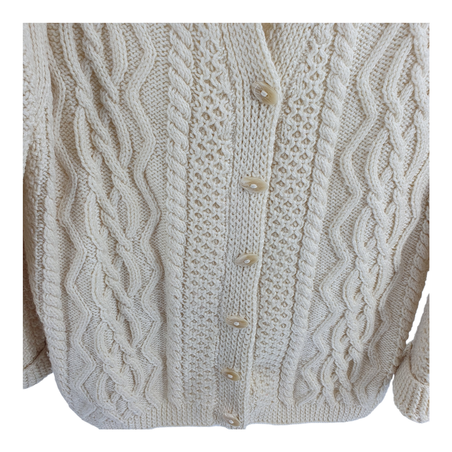 Handmade knitted Aran Cream Knit  Cardigan - M/L 46"